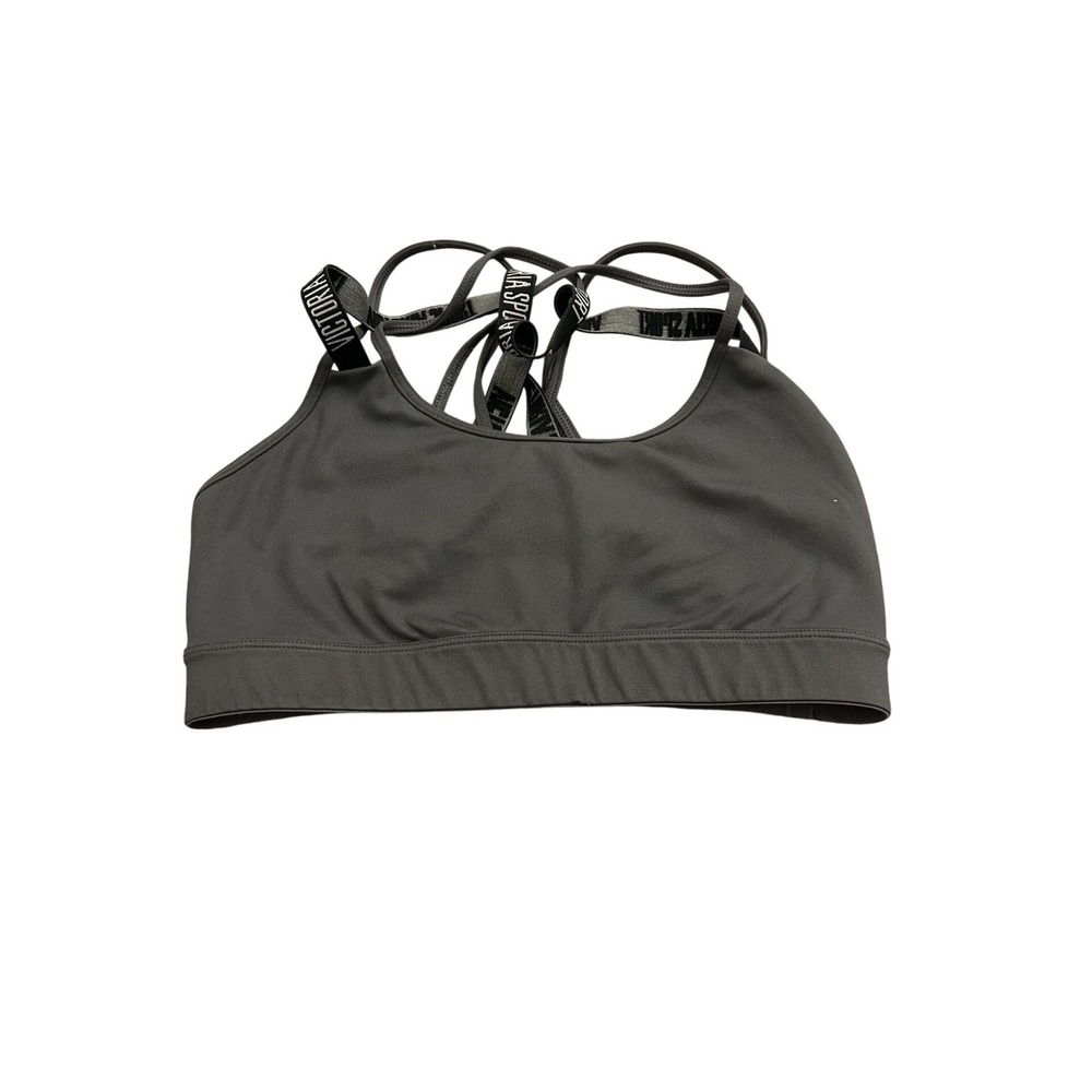 Victoria Sport Sports‎ Bra Womens Medium Gray Excellent Multi-Strap Logo Back